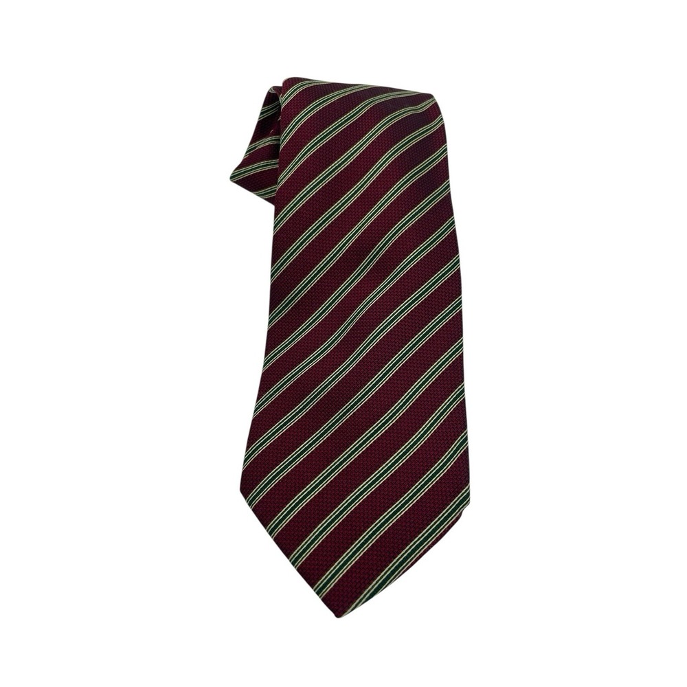 Canali Tie Men 58"x3.5" Maroon W/ Black & Gold 100% Silk ITALY Made (TB12) NW/OT